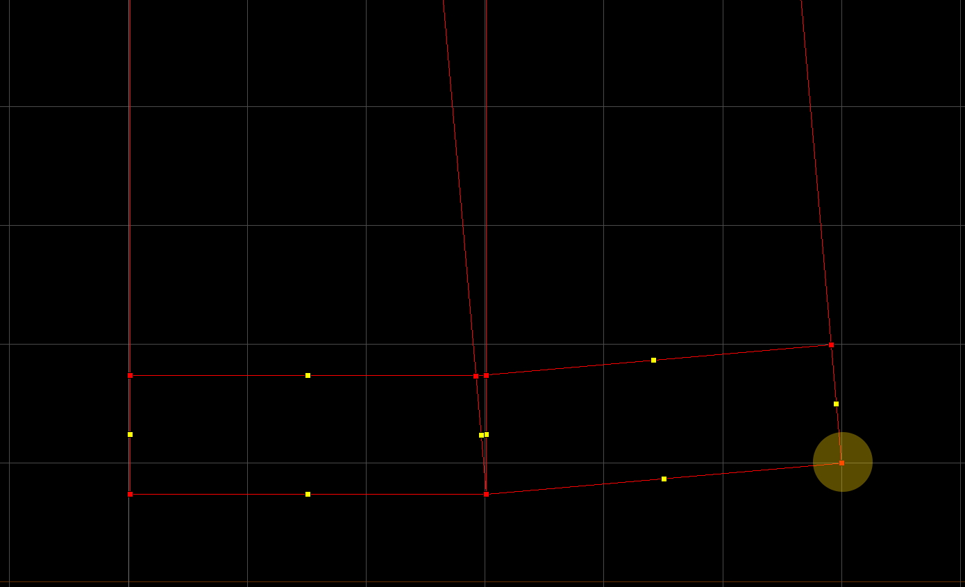 Two segments aligned by the vertex tool